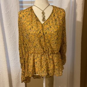 Elegant Floral Yellow Blouse